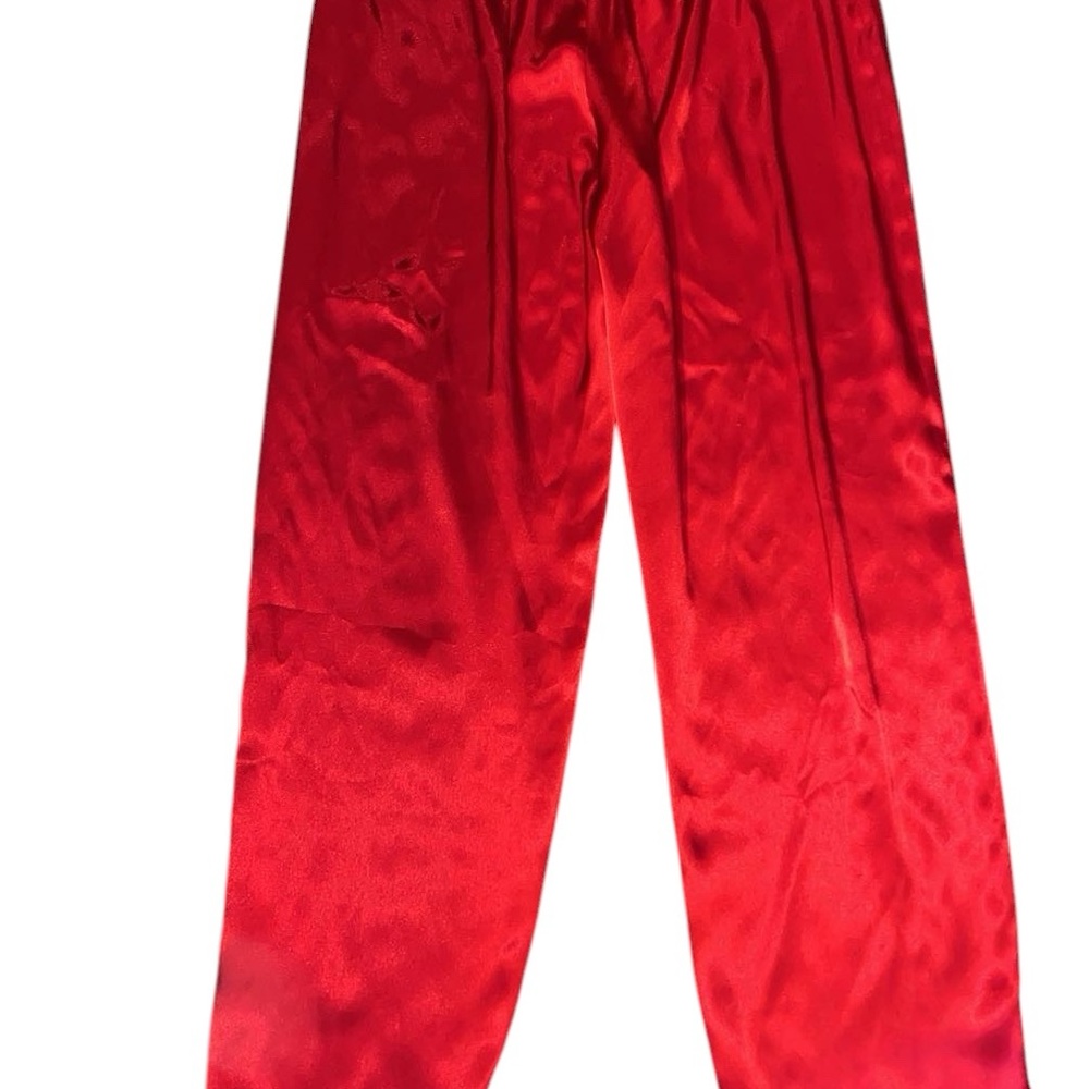Vibrant Red Satin Pants